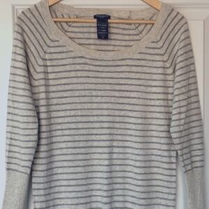 ARITZIA Talula Cashmere and Angora Blend Long Sweater Oatmeal Stripped Size S